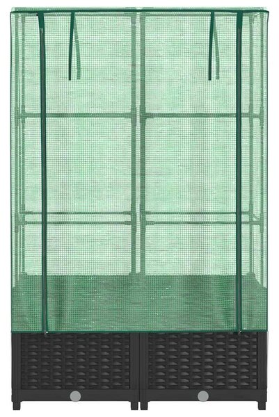 Rattan megjelenésű magaságyás melegháztakaróval 80x40x138 cm