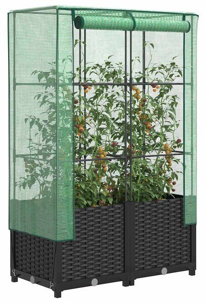 Rattan megjelenésű magaságyás melegháztakaróval 80x40x138 cm