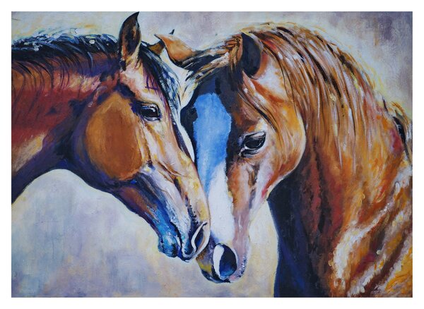 Kép - szerelmes lovak (üvegen) (70x50 cm)