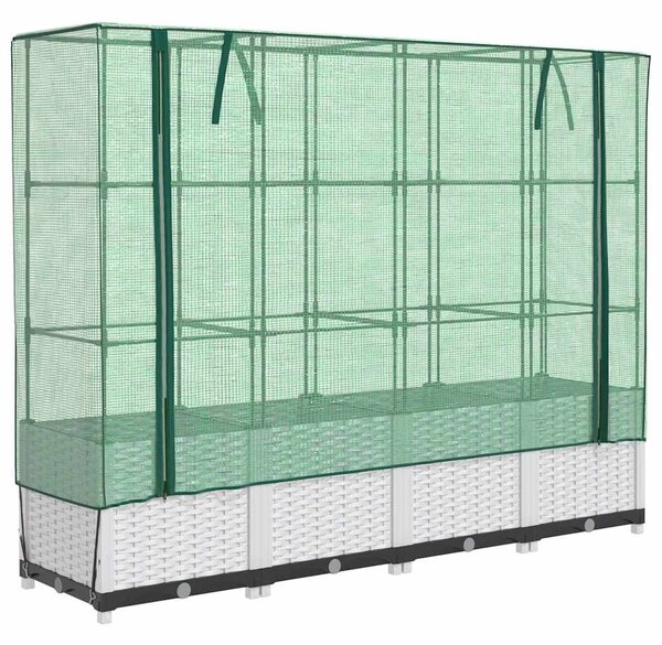 Rattan megjelenésű magaságyás melegháztakaróval 160x40x138 cm