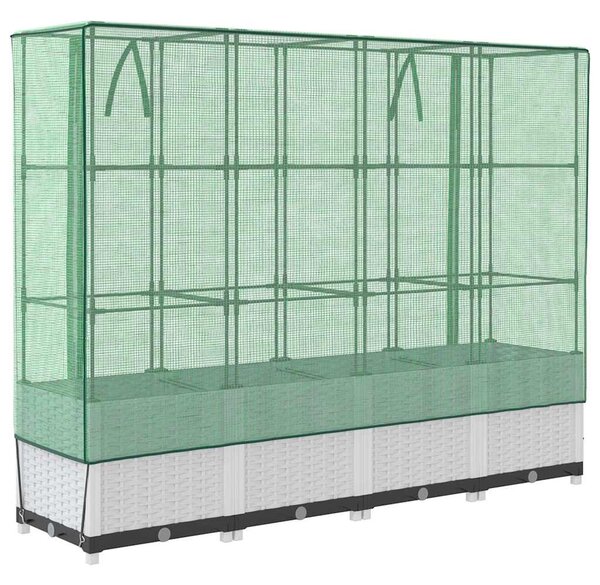 Rattan megjelenésű magaságyás melegháztakaróval 160x40x138 cm