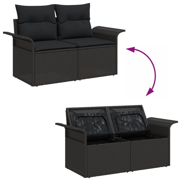 Kerti Kanapé Szett 5 db Fekete [Műanyag]: Poly Rattan