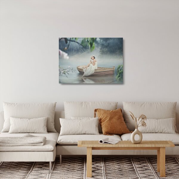 Kép - nő a hajón (üvegen) (70x50 cm)