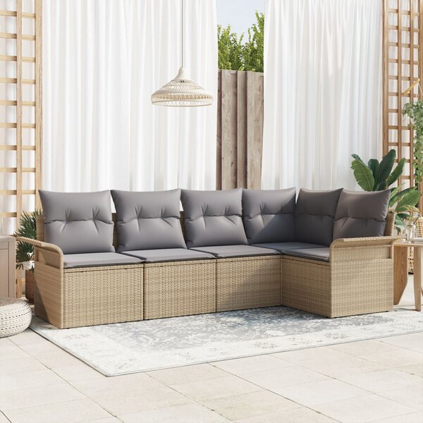 Kerti Kanapé Szett párnával tárolóval 5 pcs Bézs Poli rattan