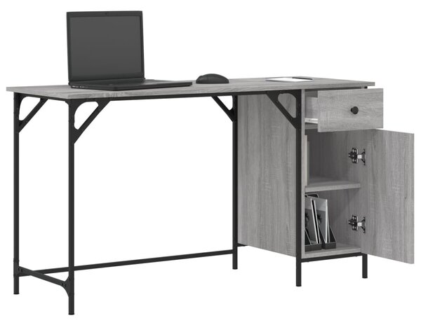 Szürke sonoma szerelt fa számítógépasztal 131 x 48 x 75 cm