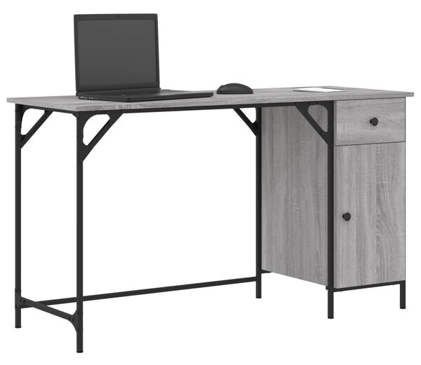 Szürke sonoma szerelt fa számítógépasztal 131 x 48 x 75 cm