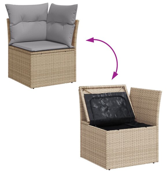 Kerti Kanapé Szett párnával tárolóval 5 pcs Bézs Poli rattan