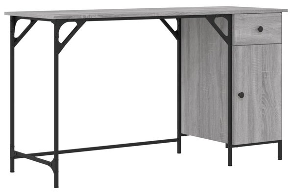 Szürke sonoma szerelt fa számítógépasztal 131 x 48 x 75 cm
