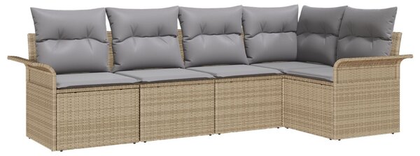 Kerti Kanapé Szett párnával tárolóval 5 pcs Bézs Poli rattan