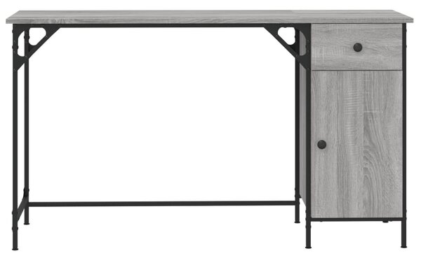 Szürke sonoma szerelt fa számítógépasztal 131 x 48 x 75 cm