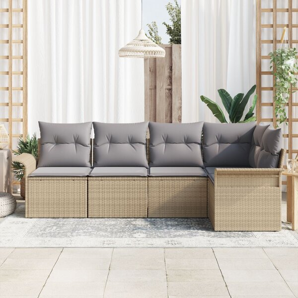 Kerti Kanapé Szett párnával tárolóval 5 pcs Bézs Poli rattan
