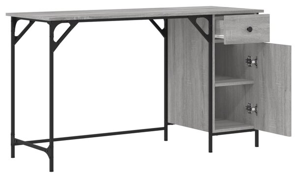 Szürke sonoma szerelt fa számítógépasztal 131 x 48 x 75 cm