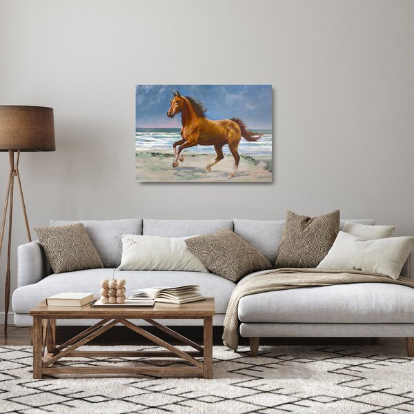 Egy ló képe a tengerparton (üvegen) (70x50 cm)