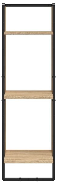 3 szintes sonoma tölgy színű szerelt fa fali polc 30x25x100 cm