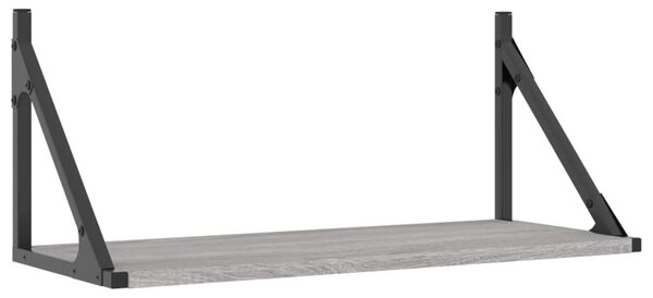 2 db szürke sonoma színű szerelt fa fali polc 60 x 25 x 25,5 cm