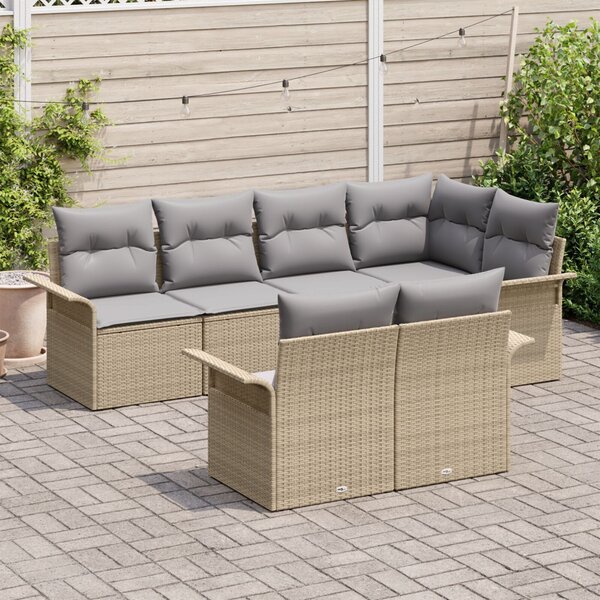 Kerti Kanapé Szett párnával tárolóval 7 pcs Bézs Poli rattan