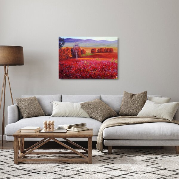 Egy vörös táj képe (üvegen) (70x50 cm)