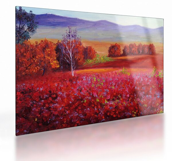 Egy vörös táj képe (üvegen) (70x50 cm)