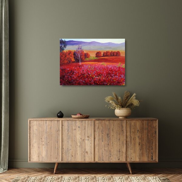 Egy vörös táj képe (üvegen) (70x50 cm)