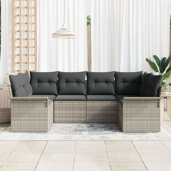 Kerti Kanapé Szett tárolóval 6 pcs Világosszürke Poli rattan
