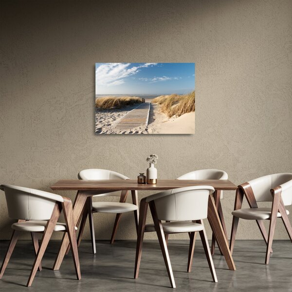 Kép - Homokos strand Langeoog szigetén, Németországban (üvegen) (70x50 cm)