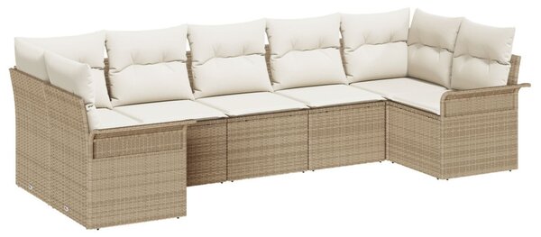 Kerti Kanapé Szett párnával tárolóval 7 pcs Bézs Poli rattan