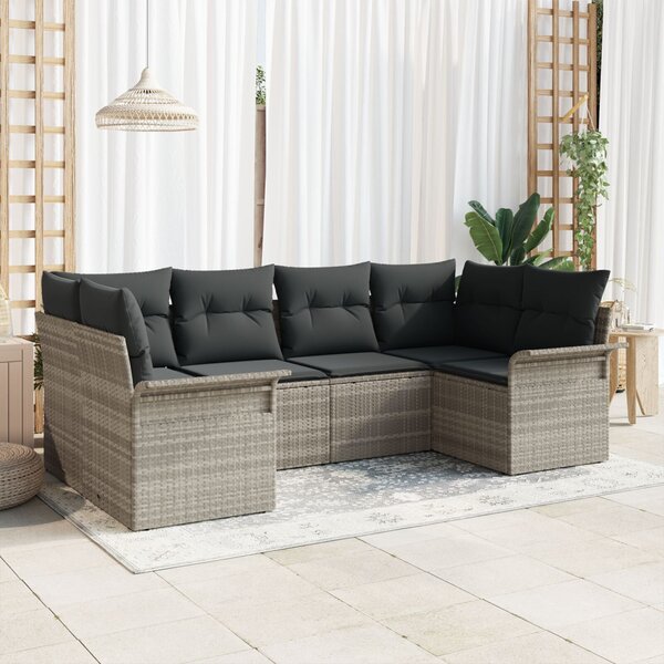 Kerti Kanapé Szett tárolóval 6 pcs Világosszürke Poli rattan