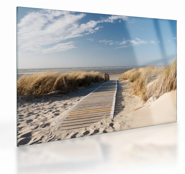Kép - Homokos strand Langeoog szigetén, Németországban (üvegen) (70x50 cm)