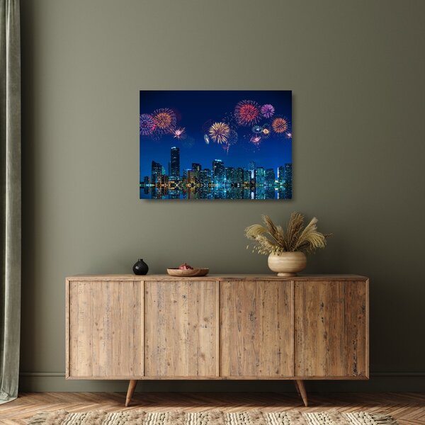 Kép - tűzijáték Miamiban (üvegen) (70x50 cm)