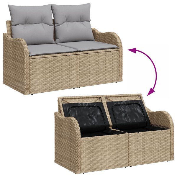 Kerti Kanapé Szett 6 pcs Beige és Világosszürke polirattan