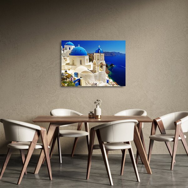 Kép - Santorini, Görögország (üvegen) (70x50 cm)