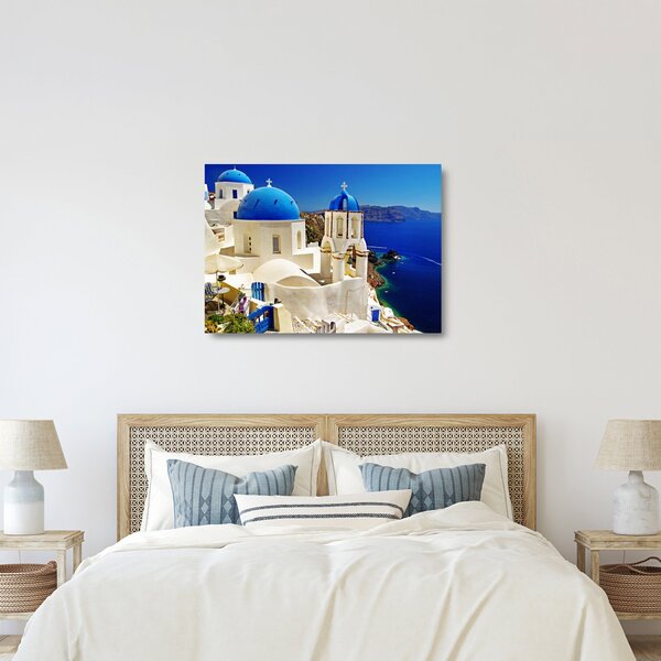 Kép - Santorini, Görögország (üvegen) (70x50 cm)