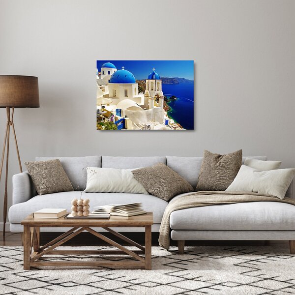 Kép - Santorini, Görögország (üvegen) (70x50 cm)