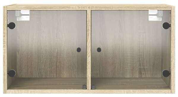 2 db sonoma tölgy színű faliszekrény üvegajtókkal 68,5x37x35 cm