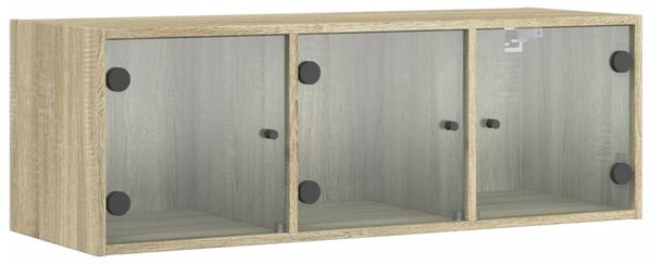 Sonoma tölgy színű faliszekrény üvegajtókkal 102 x 37 x 35 cm