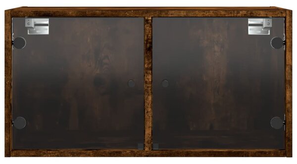2 db füstös tölgy színű faliszekrény üvegajtókkal 68,5x37x35 cm