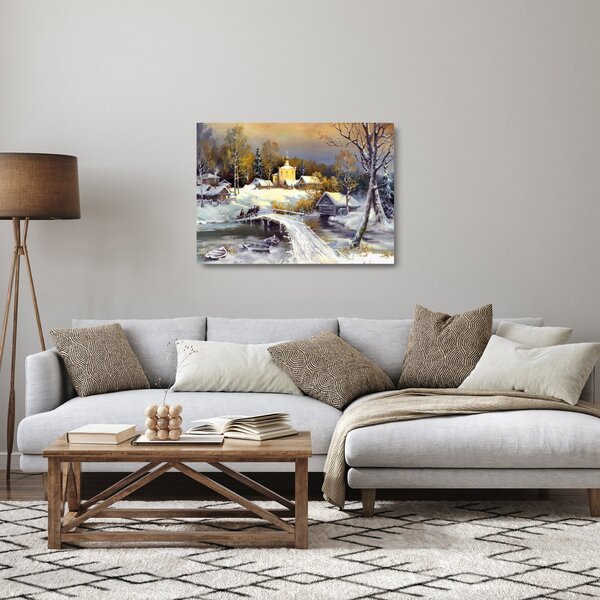 Kép - téli város (üvegen) (70x50 cm)