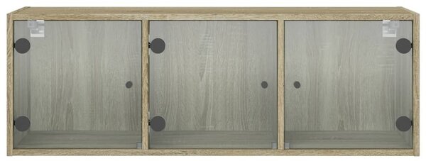 Sonoma tölgy színű faliszekrény üvegajtókkal 102 x 37 x 35 cm