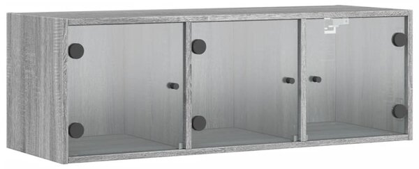 Szürke sonoma színű faliszekrény üvegajtókkal 102 x 37 x 35 cm