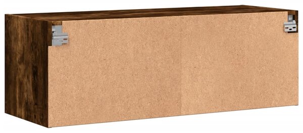 Füstös tölgy színű faliszekrény üvegajtókkal 102 x 37 x 35 cm
