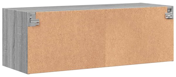 Szürke sonoma színű faliszekrény üvegajtókkal 102 x 37 x 35 cm