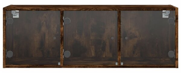 Füstös tölgy színű faliszekrény üvegajtókkal 102 x 37 x 35 cm
