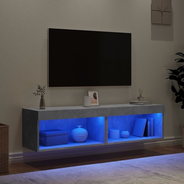 2 db betonszürke TV-szekrény LED-világítással 60 x 30 x 30 cm