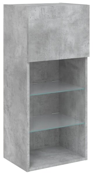 2 db betonszürke TV-szekrény LED-világítással 40,5 x 30 x 90 cm
