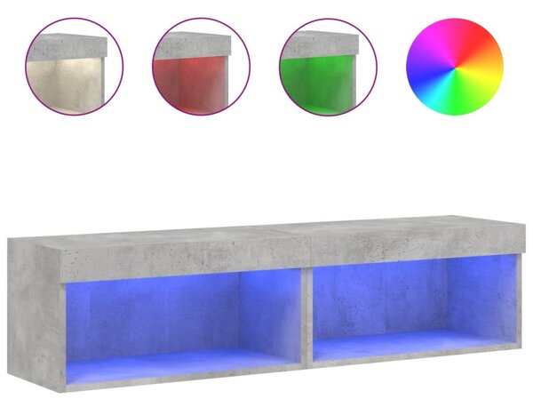 2 db betonszürke TV-szekrény LED-világítással 60 x 30 x 30 cm