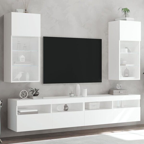 2 db fehér TV-szekrény LED-világítással 40,5 x 30 x 90 cm