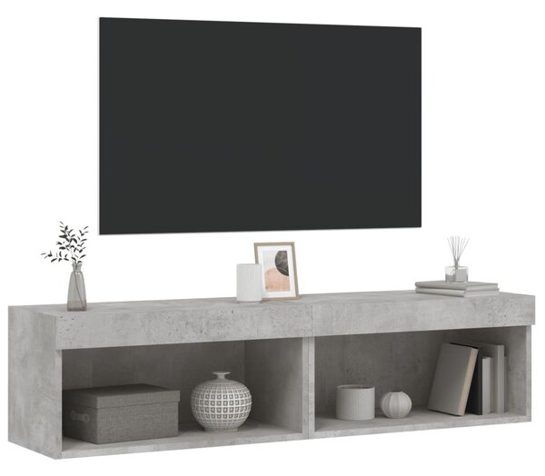 2 db betonszürke TV-szekrény LED-világítással 60 x 30 x 30 cm