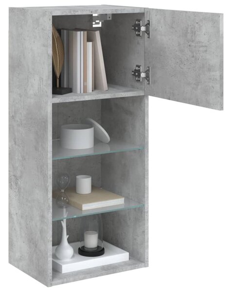 2 db betonszürke TV-szekrény LED-világítással 40,5 x 30 x 90 cm