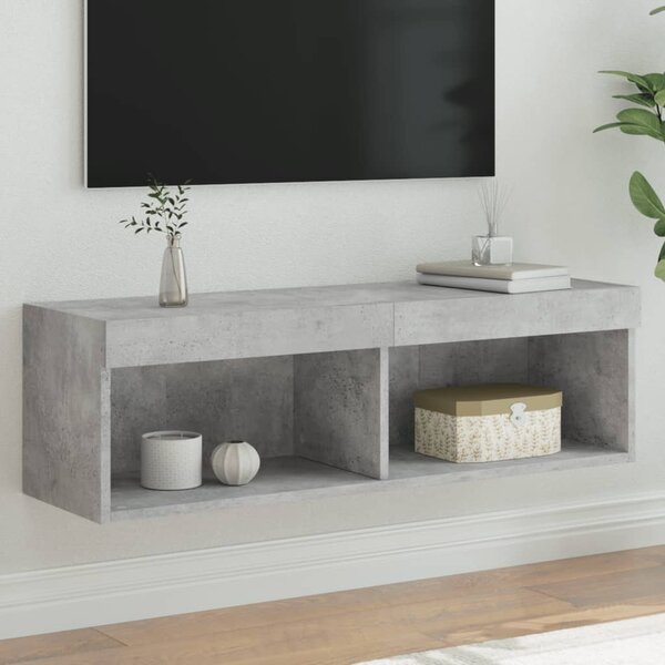Betonszürke TV-szekrény LED-világítással 100 x 30 x 30 cm