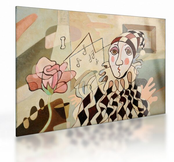 Kép - kubizmus -harlequin and rose (üvegen) (70x50 cm)